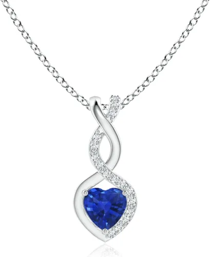 Vista 20 de Angara Heart-Shaped Blue Sapphire Infinity Pendant with Diamond Accents Oro Rosa