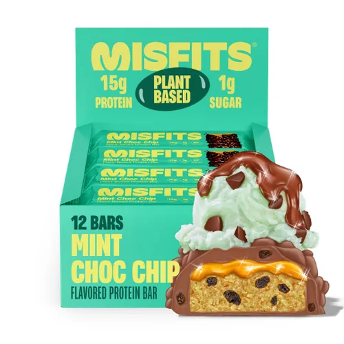 Vista 10 de Misfits Barras de proteína vegana – Pan de plátano Barras nutricionales – 0.49 oz de proteína, 0.04 oz de azúcar, a base de plantas, bajas