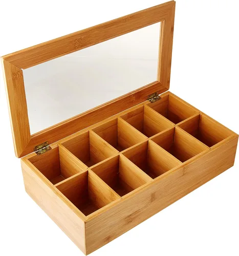 Vista 2 de Kesper Caja De Té Con 10 Compartimentos De Bambú, Marrón