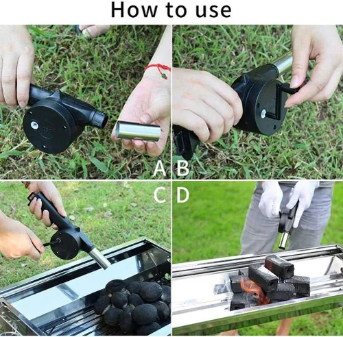 Vista 5 de Soplado de aire, materiales metálicos de alta calidad, mini soplador de aire, ligero y portátil, soplador de aire de fuego manual de manivela