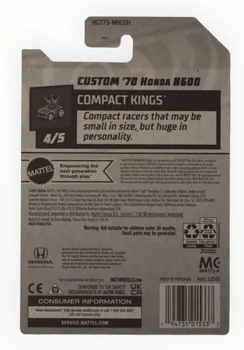 Vista 2 de Hot Wheels 2022 - Honda N600 Custom '70 - Compact Kings [Blanco] 141/250