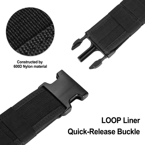 Vista 6 de AGPTEK Cinturón táctico de combate de nylon para seguridad policial (negro)
