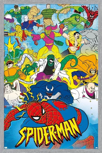 Vista 15 de Trends International Marvel Comics Spider-Man - Póster animado de pared de los años 90, 22.4 pulgadas de largo x 14.7 pulgadas, versión enmarcada