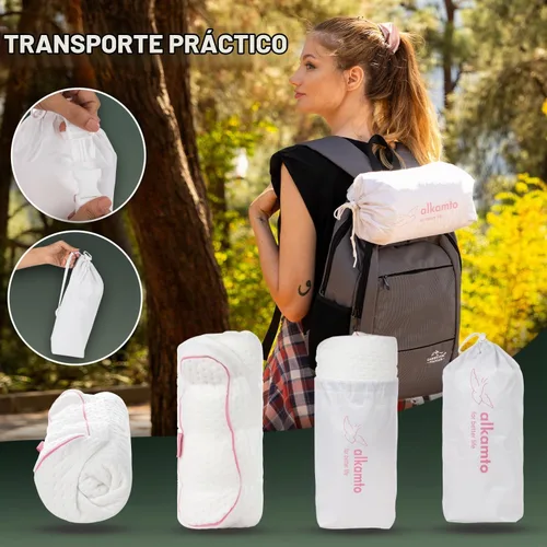 Vista 5 de alkamto Almohada de espuma viscoelástica cómoda para viajes y campamentos, bolsa portátil fácil de llevar, funda de almohada con regulación