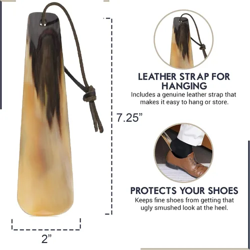 Vista 3 de Lucky Franc's Cuerno de zapato de cuerno real. Cuerno de zapato de vestir para hombres. Calzador de cuerno de lujo hecho a mano para uso en el hogar
