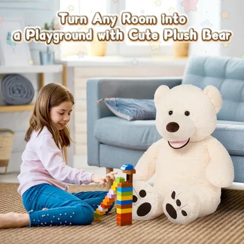 Vista 5 de MorisMos Oso de Peluche Gigante, Oso de 39 Pulgadas, Animales de Peluche Grandes con Huellas Grandes, Osos de Peluche de Regalo para Niños