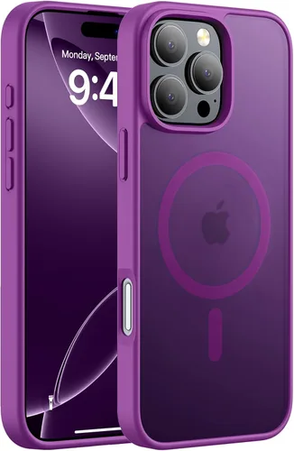 Vista 59 de Hualele - Funda magnética para iPhone 13 Pro, compatible con MagSafe, grado militar, a prueba de caídas, translúcida mate, parte trasera dura, borde