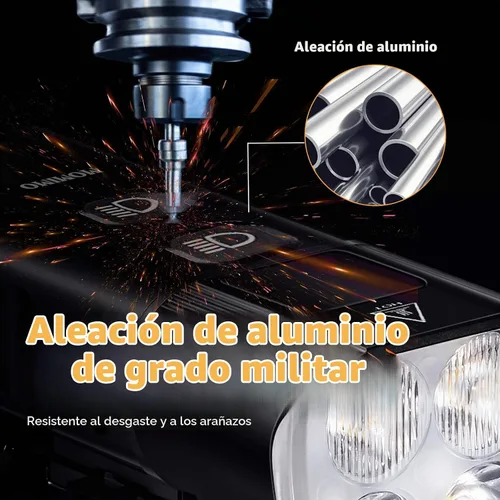 Vista 5 de Luz frontal para bicicleta, súper brillante, 1500 lúmenes, recargable por USB, con IP65 impermeable y 13 modos de iluminación, luz de bicicleta
