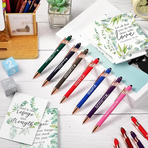 Vista 5 de Estune Juego de 96 regalos de versículos bíblicos que incluye 48 piezas de versículos de la Biblia, diario para mujeres, 48 bolígrafos inspiradores