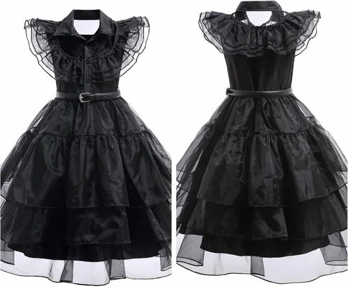 Vista 9 de WOPLAY Disfraz negro para niñas para niños, disfraz familiar negro para Halloween, Navidad, Año Nuevo, fiesta de disfraces