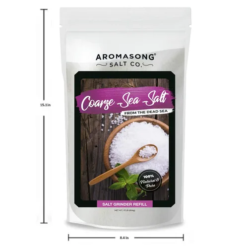 Vista 8 de Aromasong Sal marina 100% natural de grado alimenticio a granel de 19 libras, grano grueso, bolsa resellable grande, pura sin gluten, sal del mar
