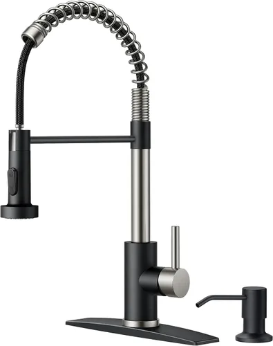 Vista 28 de FORIOUS Grifo de cocina con rociador extraíble, grifo de fregadero clásico de resorte extraíble de acero inoxidable comercial de una sola manija