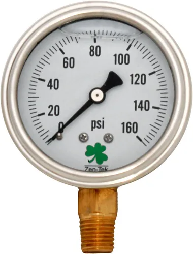 Vista 2 de Zenport LPG30 Zen-Tek Glicerina Medidor de presión relleno de líquido, 30 PSI, caja de 10