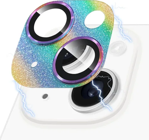 Vista 61 de Protector de Lente de Cámara para iPhone 14 / iPhone 14 Plus Película de Cubierta de Cámara de Metal, Vidrio Templado 9H, Antiarañazos, Compatible