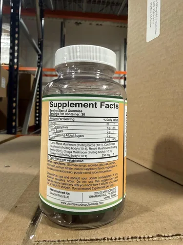 Vista 7 de Double Wood Supplements Suplemento de gomitas de hongos, 60 unidades (250 mg por porción), extractos de cola de melena de león, cordyceps, reishi