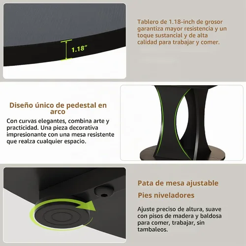 Vista 8 de iPormis Mesa de comedor extensible de 43 a 59 pulgadas, mesa de cocina redonda con pedestal de arcos modernos, mesa de comedor ovalada con hojas