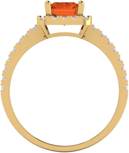 Vista 4 de Anillo solitario de corte esmeralda brillante de 1,79 quilates con acento impecable, ideal VVS1 de imitación de rubí rojo, compromiso