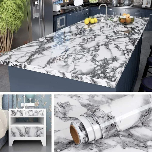 Vista 10 de Livelynine Papel tapiz de mármol para encimeras de cocina, papel de pared autoadhesivo de pegar y quitar, impermeable, papel de contacto de vinilo