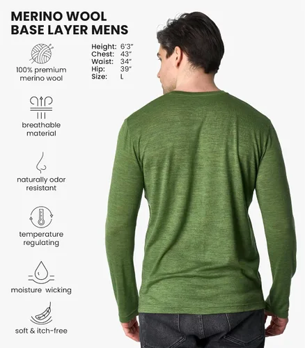 Vista 35 de Camisas 100% de lana merino para hombre - Camisa térmica de manga larga .190 Azul oscuro