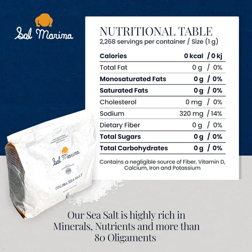 Vista 2 de SAL MARINA Sal marina de Colima sin refinar 5 libras Sal kosher 100% natural - Vegano sin gluten orgánico sal de mesa condimentos alimentos