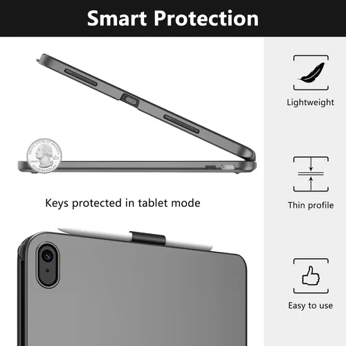 Vista 3 de TQQ Funda Touch para iPad (A16) de 11ª generación con teclado (11 pulgadas, 2025) y 10ª generación (10.9 pulgadas, 2022) – 360° giratorio, delgado