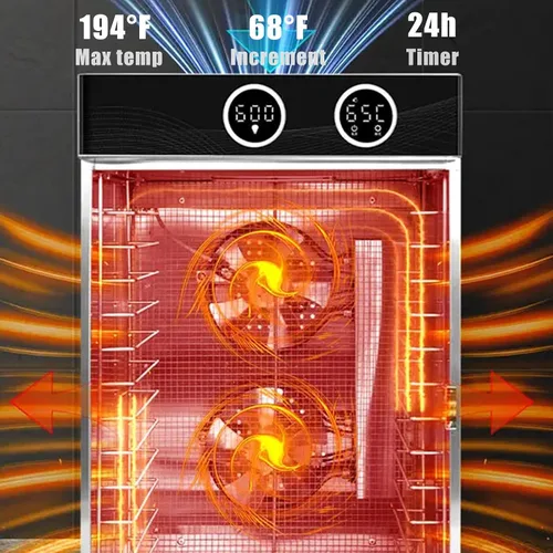 Vista 5 de Deshidratador de alimentos con perilla inteligente de pantalla digital, para carne seca, fruta, carne, hierba, carne de res, champiñones, secadora