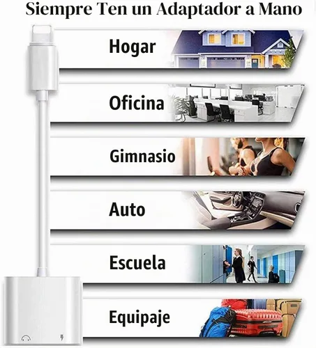 Vista 7 de [Certificado Apple MFi] Divisor de adaptador de auriculares para iPhone, 2 en 1, cargador Lightning doble, adaptador de audio auxiliar para iPhone