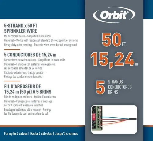 Vista 5 de Orbit Underground Sprinkler Wire, 5-Strand, 50 ft, 18-Gauge - 57094