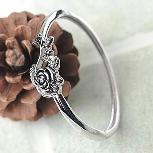 Vista 2 de JESMING Anillo para mujer con diseño de rosa delicada, plata de ley 925