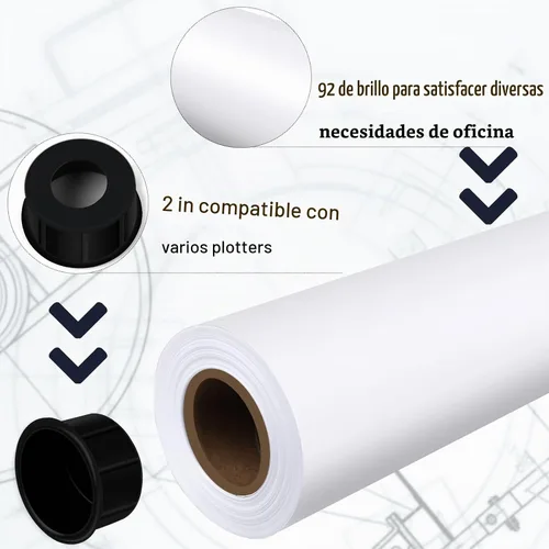 Vista 3 de VOISEN Papel de plotter de formato ancho, 24 pulgadas x 150 pies, 2 rollos, CAD Bond, Bond de 20 libras en núcleo de 2 pulgadas para impresoras