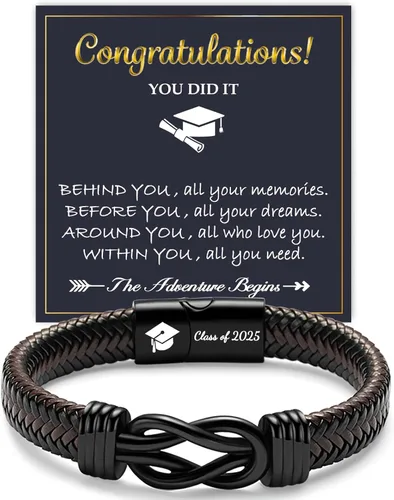 Vista 23 de Gifts for Men Infinity Leather Bracelet for Dad New Daddy Husband Boyfriend Son Grandson Brother Nephew Uncle Brown Braided Engraved Leather Jewelry