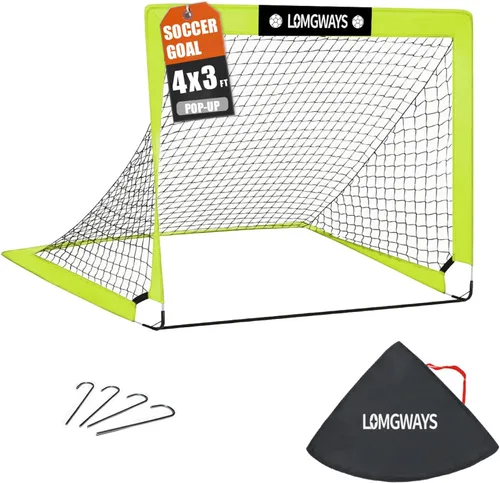 Vista 11 de LOMGWAYS Portería de fútbol – Red plegable para niños y jóvenes – Portería de fútbol interior + exterior con bolsa de transporte – Fácil instalación