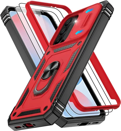 Vista 226 de Gritup Funda para Google Pixel 6 con cubierta deslizante para cámara y protector de pantalla (2 unidades), soporte de anillo giratorio 360°, funda