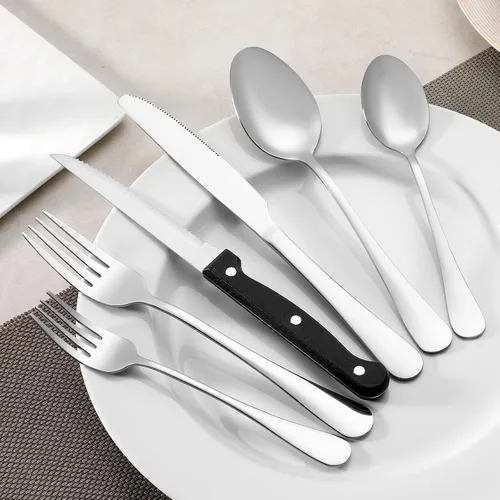 Vista 7 de Juego de 8 cucharaditas, cubiertos de cucharas de acero inoxidable de grado alimenticio, cucharas de té, cucharas de postre duraderas, cuchara