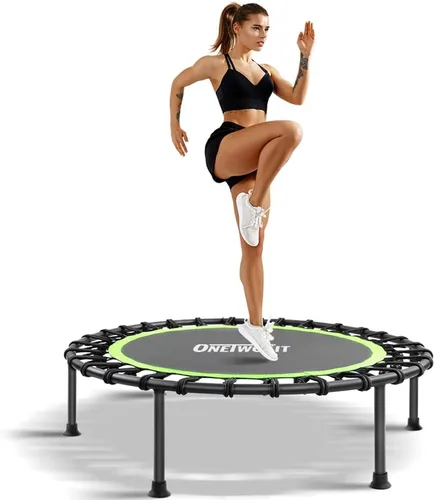 Vista 8 de ONETWOFIT Mini Rebounder Trampoline for Adults with Bar, Adjustable Handle Verde