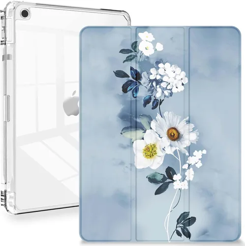 Vista 13 de Feams Funda para iPad de 9ª generación, funda triple para iPad 10.2, cubierta trasera transparente con soporte para lápiz y apagado Ángel