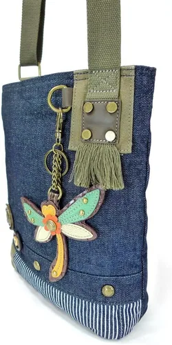 Vista 4 de Chala Bolso Patch Bandolera DRAGONFLY Denim Azul Marino Bolsa, Pequeño