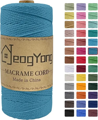 Vista 28 de JeogYong Cuerda de macramé de 0.078 pulgadas x 218 yardas, cuerda de algodón natural torcida de 3 hebras, cuerda de algodón de color para colgar