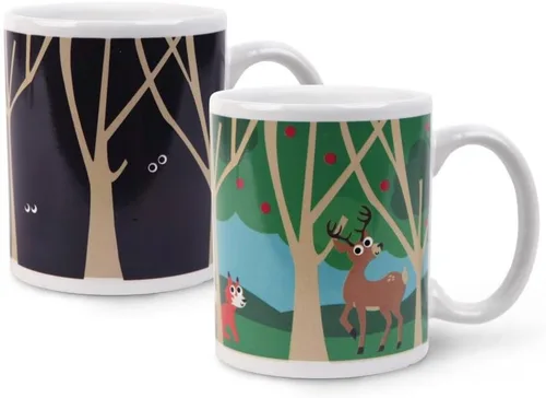 Vista 8 de Kikkerland Pixel Heart Morphing - Taza que cambia de color reacciona al calor, regalo divertido para café, cacao caliente y bebidas calientes