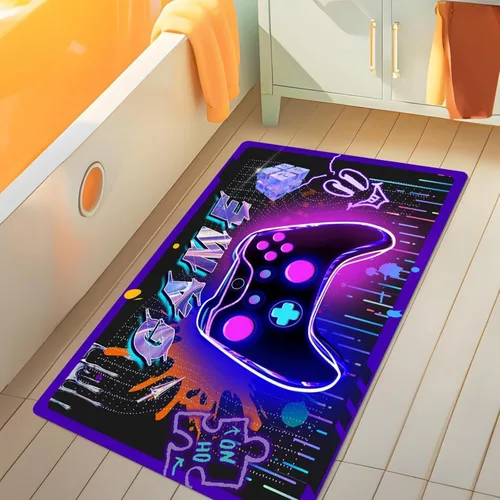 Vista 6 de Alfombra de Juegos: Alfombra Gamer para Habitación de Niños, 35"x24" Pequeña Alfombra Colorida de Videojuegos con Controlador para Entrada de Sala