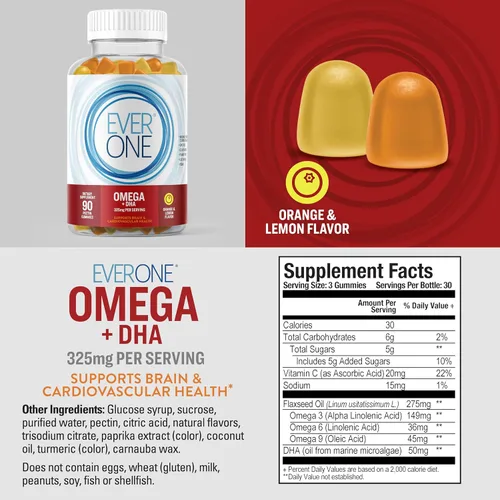 Vista 5 de Gomitas de aceite de pescado Omega para adultos y adolescentes con DHA – Suplemento de apoyo para la salud cerebral y cardiovascular – Vegano, sin