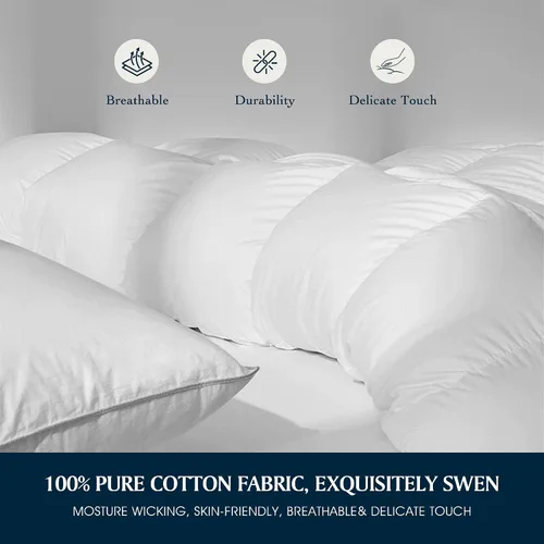 Vista 5 de Serta Edredón de plumón de ganso de fibra de algodón tamaño Queen, relleno de edredón 100% algodón, edredón de ropa de cama hipoalergénico de lujo