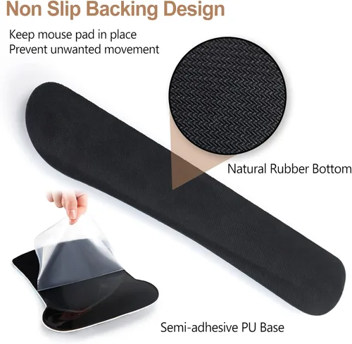 Vista 6 de ArtSo Reposamuñecas para teclado + alfombrilla para mouse con soporte para reposamuñecas ergonómico + juego de posavasos 3 en 1, base Arte abstracto