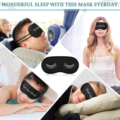 Vista 3 de Eurzom 20 unidades de antifaz para dormir divertido en paquete con correa ajustable, antifaz para los ojos totalmente opaco para cubrir la vista por