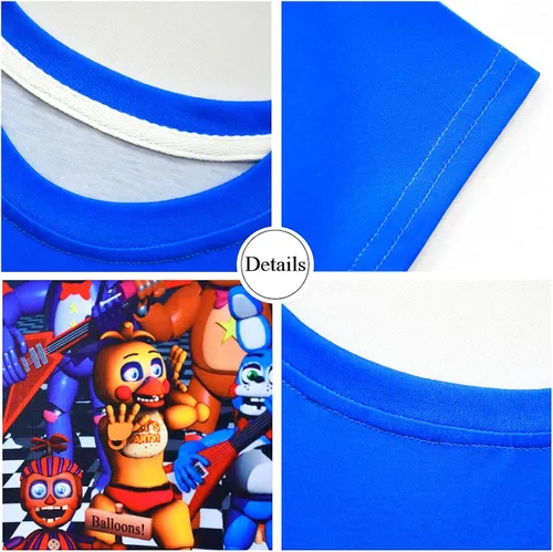 Vista 6 de Yowhdae FNAF Personajes Niños Gráficos Camisetas Moda Tee 5-10Y
