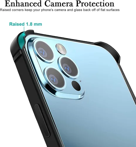 Vista 3 de Funda rígida delgada con marco de aluminio para iPhone13 Pro Max, armadura de marco de metal con parachoques interior suave, protección de borde