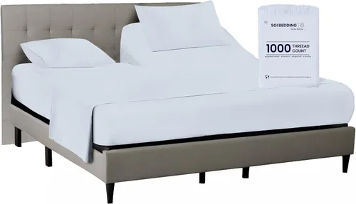 Vista 17 de SGI bedding Sábana Queen de 28" con Parte Superior Dividida Flex Head, 100% Algodón Egipcio, Cuenta de Hilos 1000, Sábana Superior Flex para Cama