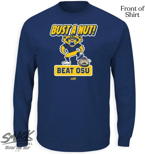 Vista 2 de Camiseta Beat Ohio State (azul/maíz) para fanáticos de Michigan College (SM-5XL)