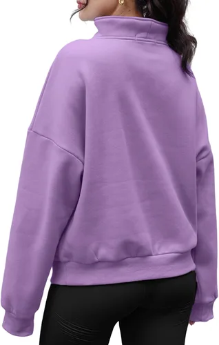 Vista 3 de Trendy Queen Sudaderas con media cremallera, sudaderas con capucha de gran tamaño, suéteres de otoño 2024 Y2K ropa de invierno