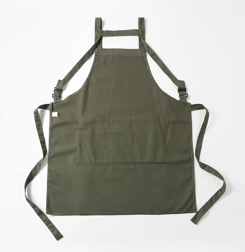 Vista 6 de Jeelow Delantal de cocina de algodón o sarga de algodón para hombres y mujeres, ajustable con bolsillos ajustables
